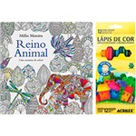 Ficha técnica e caractérísticas do produto Kit - Livro Reino Animal: uma Aventura de Colorir + Lápis de Cor Acrilex Hexagonal 12 Cores