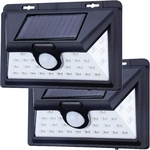 Ficha técnica e caractérísticas do produto Kit 2 Luminária Parede Solar 32 Leds Bateria Luz Balizador