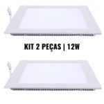 Ficha técnica e caractérísticas do produto Kit 2 Luminárias Plafon 12W LED Painel Embutir Slim QUADRADO Branco Frio