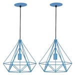 Ficha técnica e caractérísticas do produto Kit 2 Lustre Pendente Aramado Diamante Piramide (Azul)