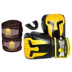 Ficha técnica e caractérísticas do produto Kit Luva Boxe Muay Thai Troia Sport +bandagem +protetor Bucal