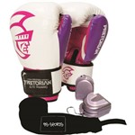 Ficha técnica e caractérísticas do produto Kit Luva Pretorian Elite Training Rosa 14oz Bandagem/Bucal