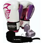 Ficha técnica e caractérísticas do produto Kit Luva Pretorian Elite Training Rosa 14oz Bandagem/bucal