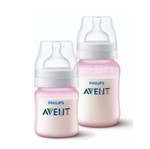 Ficha técnica e caractérísticas do produto Kit 2 Mamadeiras Anticólica Clássica 125 260 Ml Avent Rosa - Philips Avent