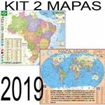 Ficha técnica e caractérísticas do produto Kit 2 Mapa: Mundi + Brasil Escolar Atlas Rodoviário Estatístico