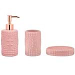 Ficha técnica e caractérísticas do produto Kit Mart para Banheiro em Cerâmica Rosa 3Pçs