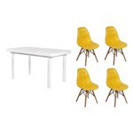 Ficha técnica e caractérísticas do produto Kit Mesa de Jantar França 110x80 + 04 Cadeiras Charles Eames - AMARELO