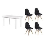 Ficha técnica e caractérísticas do produto Kit Mesa de Jantar França 110x80 + 04 Cadeiras Charles Eames - PRETO