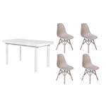Ficha técnica e caractérísticas do produto Kit Mesa de Jantar França 110X80 Branca + 04 Cadeiras Charles Eames - Nude