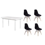 Ficha técnica e caractérísticas do produto Kit Mesa de Jantar França 110x80 Branca + 04 Cadeiras Charles Eames - Preta