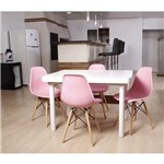 Ficha técnica e caractérísticas do produto Kit Mesa de Jantar França 110x80 Branca + 04 Cadeiras Charles Eames - Rosa - Magazine Decor