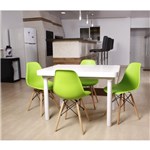 Ficha técnica e caractérísticas do produto Kit Mesa de Jantar França 110x80 Branca + 04 Cadeiras Charles Eames - Verde - Magazine Decor