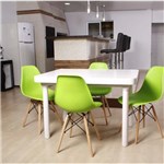 Ficha técnica e caractérísticas do produto Kit Mesa de Jantar França 110x80 Branca + 04 Cadeiras Charles Eames - Verde
