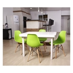 Ficha técnica e caractérísticas do produto Kit Mesa De Jantar França 110x80 Branca + 04 Cadeiras Charles Eames - Verde