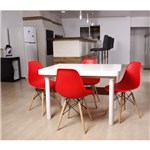 Ficha técnica e caractérísticas do produto Kit Mesa de Jantar França 110x80 Branca + 04 Cadeiras Charles Eames - Vermelha - Magazine Decor