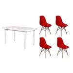 Ficha técnica e caractérísticas do produto Kit Mesa de Jantar França 110X80 Branca + 04 Cadeiras Charles Eames - Vermelha
