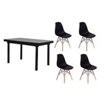 Ficha técnica e caractérísticas do produto Kit Mesa de Jantar França 110x80 Preta + 04 Cadeiras Charles Eames - Preta