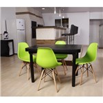 Ficha técnica e caractérísticas do produto Kit Mesa de Jantar França 110x80 Preta + 04 Cadeiras Charles Eames - Verde - Magazine Decor