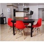 Ficha técnica e caractérísticas do produto Kit Mesa de Jantar França 110x80 Preta + 04 Cadeiras Charles Eames - Vermelha - Magazine Decor