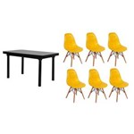 Ficha técnica e caractérísticas do produto Kit Mesa de Jantar França 160x80 + 06 Cadeiras Charles Eames - AMARELO