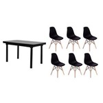 Ficha técnica e caractérísticas do produto Kit Mesa de Jantar França 160x80 + 06 Cadeiras Charles Eames - PRETO