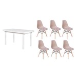 Ficha técnica e caractérísticas do produto Kit Mesa de Jantar França 160x80 Branca + 06 Cadeiras Charles Eames - Nude