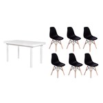 Ficha técnica e caractérísticas do produto Kit Mesa de Jantar França 160x80 Branca + 06 Cadeiras Charles Eames - Preta - Magazine Decor