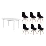 Ficha técnica e caractérísticas do produto Kit Mesa de Jantar França 160X80 Branca + 06 Cadeiras Charles Eames - Preta