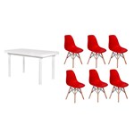 Ficha técnica e caractérísticas do produto Kit Mesa de Jantar França 160x80 Branca + 06 Cadeiras Charles Eames - Vermelha - Magazine Decor