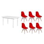 Ficha técnica e caractérísticas do produto Kit Mesa de Jantar França 160X80 Branca + 06 Cadeiras Charles Eames - Vermelha