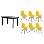 Ficha técnica e caractérísticas do produto Kit Mesa de Jantar França 160x80 Preta + 06 Cadeiras Charles Eames - Amarela