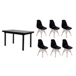 Ficha técnica e caractérísticas do produto Kit Mesa de Jantar França 160x80 Preta + 06 Cadeiras Charles Eames - Preta - Magazine Decor
