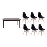 Ficha técnica e caractérísticas do produto Kit Mesa de Jantar Holanda 160x80 Preta + 06 Cadeiras Charles Eames - Preta - Magazine Decor