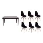 Ficha técnica e caractérísticas do produto Kit Mesa de Jantar Holanda 160X80 Preta + 06 Cadeiras Charles Eames - Preta