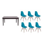 Ficha técnica e caractérísticas do produto Kit Mesa de Jantar Holanda 160x80 Preta + 06 Cadeiras Charles Eames - Turquesa - Magazine Decor