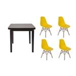 Ficha técnica e caractérísticas do produto Kit Mesa de Jantar Holanda 80X80 Preta + 04 Cadeiras Charles Eames - Amarela
