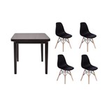 Ficha técnica e caractérísticas do produto Kit Mesa de Jantar Holanda 80x80 Preta + 04 Cadeiras Charles Eames - Preta - Magazine Decor