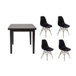 Ficha técnica e caractérísticas do produto Kit Mesa de Jantar Holanda 80X80 Preta + 04 Cadeiras Charles Eames - Preta