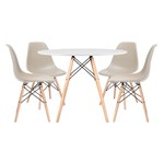 Ficha técnica e caractérísticas do produto Kit - Mesa Eames 100 Cm Branco + 4 Cadeiras Eames Dsw - Nude