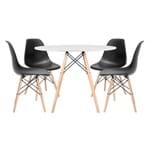 Ficha técnica e caractérísticas do produto Kit - Mesa Eames 100 Cm Branco + 4 Cadeiras Eames Dsw - Preto