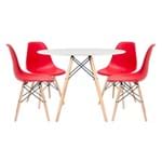 Ficha técnica e caractérísticas do produto Kit - Mesa Eames 100 Cm Branco + 4 Cadeiras Eames Dsw - Vermelho