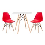 Ficha técnica e caractérísticas do produto Kit - Mesa Eames 80 Cm Branco + 2 Cadeiras Eames Dsw - Vermelho