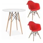 Ficha técnica e caractérísticas do produto Kit Mesa Eames Adulto 100Cm Branco 2 Cadeiras Eames com Braço Vermelho