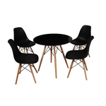 Ficha técnica e caractérísticas do produto Kit Mesa Jantar Eames Eiffel 120cm + 4 Cadeiras Eames Eiffel - Preta