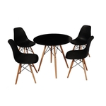 Ficha técnica e caractérísticas do produto Kit Mesa Jantar Eames Eiffel 80cm + 4 Cadeiras Eames Eiffel - Preta