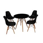Ficha técnica e caractérísticas do produto Kit Mesa Jantar Eames Eiffel 80cm + 4 Cadeiras Eames Eiffel - Preto