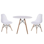 Ficha técnica e caractérísticas do produto Kit Mesa Jantar Eiffel 100cm Branca + 02 Cadeiras Charles Eames - Branca