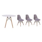 Ficha técnica e caractérísticas do produto Kit Mesa Jantar Eiffel 100cm Branca + 03 Cadeiras Charles Eames - Cinza
