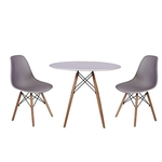 Ficha técnica e caractérísticas do produto Kit Mesa Jantar Eiffel 100Cm Branca + 03 Cadeiras Charles Eames - Cinza