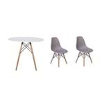 Ficha técnica e caractérísticas do produto Kit Mesa Jantar Eiffel 100cm Branca + 02 Cadeiras Charles Eames - Cinza